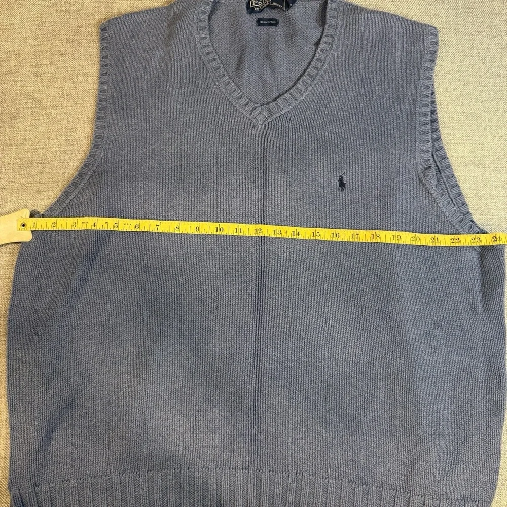 Polo Ralph Lauren Sweater Vest Mens XXL Blue V Neck Cotton Knit